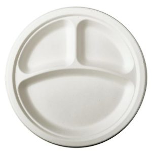 Einwegteller Papstar pure, 3-geteilt, ø 230 mm, 50 Stk., kompostierbar, mikrowellengeeignet, aus Zuckerrohr, weiß Einwegteller Papstar pure, 3-geteilt, ø 230 mm, 50 Stk., kompostierbar, mikrowellengeeignet, aus Zuckerrohr, weiß