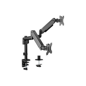 equip – Befestigungskit (Klemmmontagesockel, Tischplattenbohrung, Schrauben, 2 Arme) – Gasfeder – für 2 LCD-Displays / Curved LCD-Displays – Kunststoff, stainless steel – Schwarz