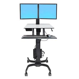 ergotron® WorkFit-C Dual Steh-Sitz-Arbeitsplatz, Arbeitsfläche, höhenverstellbarer Duo-Monitorarm & Tastaturablage, Kabelmanagement, schwarz-grau ergotron® WorkFit-C Dual Steh-Sitz-Arbeitsplatz, Arbeitsfläche, höhenverstellbarer Duo-Monitorarm & Tastaturablage, Kabelmanagement, schwarz-grau