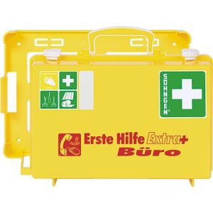 Erste-Hilfe-Koffer Extra+ BÜRO SN-CD, DIN 13157, gelb, Reflektionsstreifen, inkl. Wandhalterung, befüllt, ABS-Kunststoff Erste-Hilfe-Koffer Extra+ BÜRO SN-CD, DIN 13157, gelb, Reflektionsstreifen, inkl. Wandhalterung, befüllt, ABS-Kunststoff