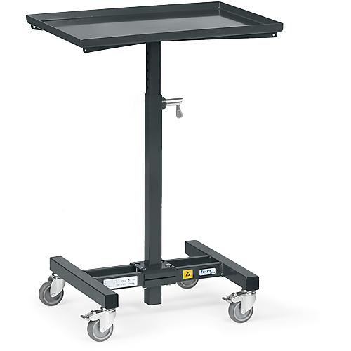 ESD-Materialständer, mit Rollen, manuell höhenverstellbar, Stahl, L 605 x B 405 x H 720-995 mm