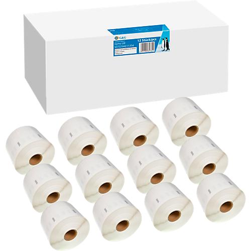 Etiketten G&G, kompatibel zu Dymo 11354/s0722540, 12x1000 Stück, ablösbar, B 57 x H 32 mm, weiß