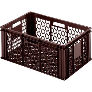 Euro Box Bäcker-Kasten, lebensmittelecht, Inhalt 47,8 L, durchbrochene Version, braun Euro Box Bäcker-Kasten, lebensmittelecht, Inhalt 47,8 L, durchbrochene Version, braun