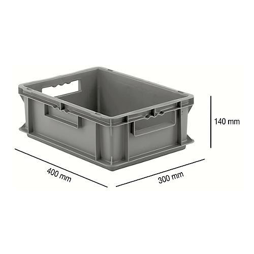 Euro Box Serie EF 4140, aus PP, Inhalt 12,8 L, geschlossene Wände, Durchfassgriff, grau
