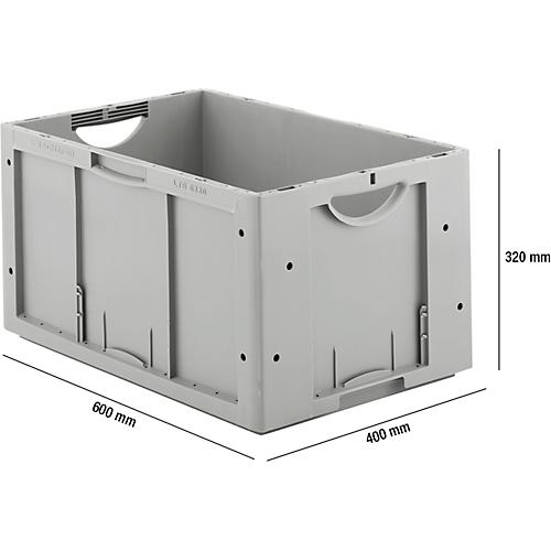 Euro Box Serie LTB 6320, 5-teiliges Sparset, aus Polypropylen, Inhalt 61,7 l, ohne Deckel, L 600 x B 400 x H 320 mm, grau