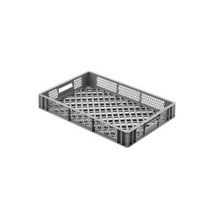 Eurobox Gläserkasten, Inhalt 14 l, durchbrochene Version, Durchfassgriffe, lebensmittelecht, stapelbar, HDPE, grau Eurobox Gläserkasten, Inhalt 14 l, durchbrochene Version, Durchfassgriffe, lebensmittelecht, stapelbar, HDPE, grau