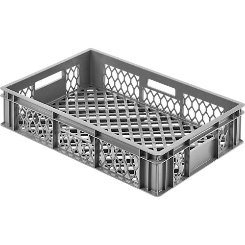 Eurobox Gläserkasten, Inhalt 27 l, durchbrochene Version, Durchfassgriffe, lebensmittelecht, stapelbar, HDPE, grau