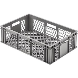 Eurobox Gläserkasten, Inhalt 35,7 l, durchbrochene Version, Durchfassgriffe, lebensmittelecht, stapelbar, HDPE, grau Eurobox Gläserkasten, Inhalt 35,7 l, durchbrochene Version, Durchfassgriffe, lebensmittelecht, stapelbar, HDPE, grau