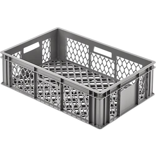 Eurobox Gläserkasten, Inhalt 35,7 l, durchbrochene Version, Durchfassgriffe, lebensmittelecht, stapelbar, HDPE, grau
