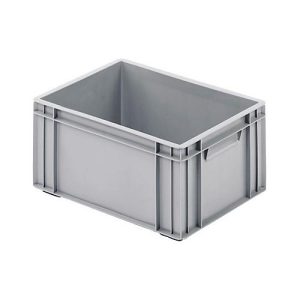 Eurobox Ringoplast, geschlossen, Unterfassgriffe, stapelbar, ohne Deckel, L 400 x B 300 x H 193 mm, HDPE, grau Eurobox Ringoplast, geschlossen, Unterfassgriffe, stapelbar, ohne Deckel, L 400 x B 300 x H 193 mm, HDPE, grau