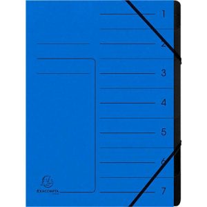 Exacompta Dokumentenmappe, DIN A4, Gummizugverschluss, Karton, 7 Fächer, blau Exacompta Dokumentenmappe, DIN A4, Gummizugverschluss, Karton, 7 Fächer, blau