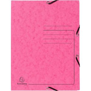 Exacompta Sammelmappe, DIN A4, mit Gummizug, 3 Klappen, beschriftbar, Colorspan-Karton, 355 g/m², rosa Exacompta Sammelmappe, DIN A4, mit Gummizug, 3 Klappen, beschriftbar, Colorspan-Karton, 355 g/m², rosa