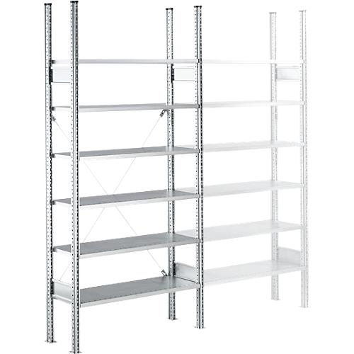 Fachbodenregal SSI Schäfer R3000, Grundregal, 6 Fachböden, Fachlast 200 kg, B 1055 x T 600 x H 2490 mm, verzinkter Stahl