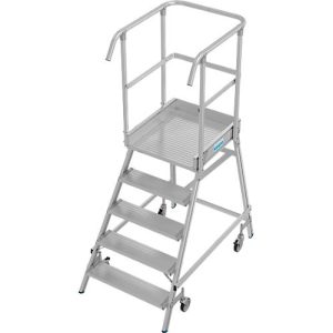 Fahrbare Podestleiter Krause Stabilo Professional, einseitig begehbar, 1×5 Stufen, 600 x 700 mm Plattform, 3200 mm Arbeitshöhe Fahrbare Podestleiter Krause Stabilo Professional, einseitig begehbar, 1×5 Stufen, 600 x 700 mm Plattform, 3200 mm Arbeitshöhe