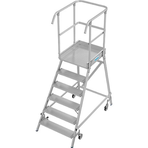 Fahrbare Podestleiter Krause Stabilo Professional, einseitig begehbar, 1x6 Stufen, 600 x 700 mm Plattform, 3450 mm Arbeitshöhe