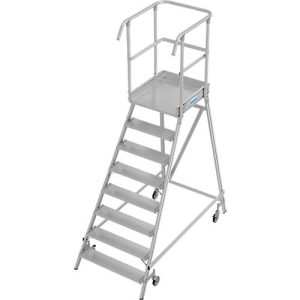 Fahrbare Podestleiter Krause Stabilo Professional, einseitig begehbar, 1×8 Stufen, 600 x 700 mm Plattform, 3950 mm Arbeitshöhe Fahrbare Podestleiter Krause Stabilo Professional, einseitig begehbar, 1×8 Stufen, 600 x 700 mm Plattform, 3950 mm Arbeitshöhe