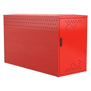 Fahrradgarage BikeBox 1 G mit Giebeldach, verkehrsrot RAL 3020 Fahrradgarage BikeBox 1 G mit Giebeldach, verkehrsrot RAL 3020