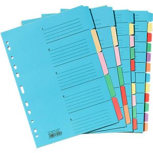 Farbiges Kartonregister, einzeln, Überbreite, 5 Fächer Farbiges Kartonregister, einzeln, Überbreite, 5 Fächer