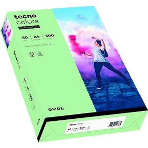 Farbiges Kopierpapier tecno colors, DIN A4, 80 g/m², mittelgrün, 1 Paket = 500 Blatt Farbiges Kopierpapier tecno colors, DIN A4, 80 g/m², mittelgrün, 1 Paket = 500 Blatt