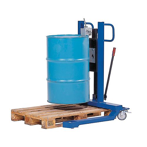 Fassheber asecos, B 830 x H 1605 x T 1140 mm, Hubbereich von 120 – 740 mm, Stahl lackiert