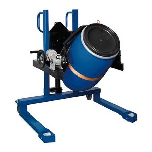 Fasslifter asecos, m. Prismenbacken, B 1200 x H 1605 x T 1140 mm, Hubbereich 0 -750 mm, Stahl lackiert