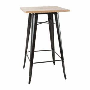 HOLLI ST-BL Bistro Bartisch mit Holzplatte schwarz