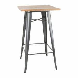 HOLLI ST-G Bistro Bartisch mit Holzplatte grau