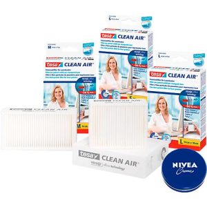 Feinstaubfilter tesa® Clean Air®, für Drucker/Fax/Kopierer, Größe M + 1 x 75 ml Dose Nivea-Creme GRATIS