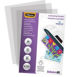 Fellowes Laminierfolie ImageLast, glänzend, DIN A4, Stärke 80 Mikron, 25 Stück