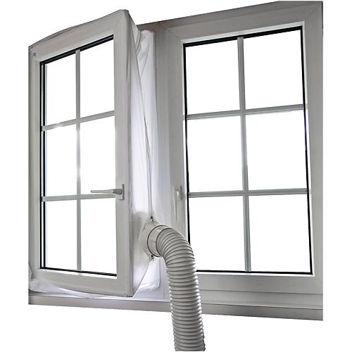 Fensterkit-Abluftzubehör, für Fenster bis 4 m, wasserabweisend, bis 40° waschbar, inkl. Klettband, Polyester, weiß