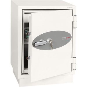 Feuerschutzschrank FS 0441, Schlüsselschloss, B 500 x T 500 x H 640 mm, Stahl, signalweiß RAL 9003 Feuerschutzschrank FS 0441, Schlüsselschloss, B 500 x T 500 x H 640 mm, Stahl, signalweiß RAL 9003