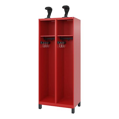 Feuerwehrspind C+P Evolo EXPERT, 2 Abteile, B 800 x T 500 x H 1850 mm, RAL 3000 Feuerrot/RAL 7021 Schwarzgrau