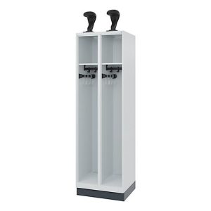 Feuerwehrspind C+P Evolo EXPERT, 2 Abteile, mit Sockel, B 600 x T 500 x H 1950 mm, RAL 7035 Lichtgrau/RAL 7016 Anthrazitgrau Feuerwehrspind C+P Evolo EXPERT, 2 Abteile, mit Sockel, B 600 x T 500 x H 1950 mm, RAL 7035 Lichtgrau/RAL 7016 Anthrazitgrau