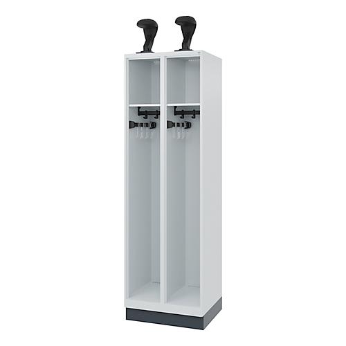 Feuerwehrspind C+P Evolo EXPERT, 2 Abteile, mit Sockel, B 600 x T 500 x H 1950 mm, RAL 7035 Lichtgrau/RAL 7016 Anthrazitgrau