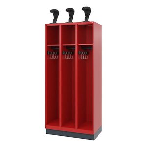 Feuerwehrspind C+P Evolo EXPERT, 3 Abteile, mit Sockel, B 900 x T 500 x H 1950 mm, RAL 3000 Feuerrot/RAL 7016 Anthrazitgrau Feuerwehrspind C+P Evolo EXPERT, 3 Abteile, mit Sockel, B 900 x T 500 x H 1950 mm, RAL 3000 Feuerrot/RAL 7016 Anthrazitgrau