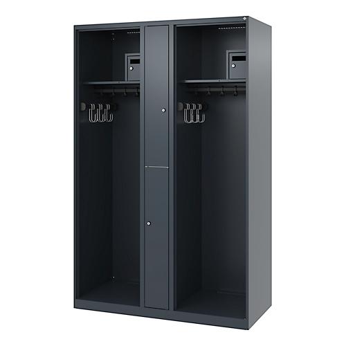 Feuerwehrspind C+P Evolo Maxi, 4 Abteile für 2 Personen, ohne Helmhalter, Bodengleiter, B 1200 x T 500 x H 1850 mm, RAL 7016 Anthrazitgrau