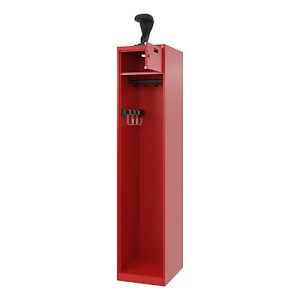 Feuerwehrspind C+P Evolo PRAKTUS, 1 Abteil, Helmhalter, mit Sockel, Bodengleiter, B 400 x T 500 x H 1850 mm, RAL 3000 Feuerrot Feuerwehrspind C+P Evolo PRAKTUS, 1 Abteil, Helmhalter, mit Sockel, Bodengleiter, B 400 x T 500 x H 1850 mm, RAL 3000 Feuerrot