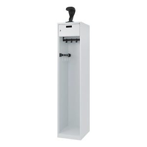 Feuerwehrspind C+P Evolo PRAKTUS, 1 Abteil, Helmhalter, mit Sockel, Bodengleiter, B 400 x T 500 x H 1850 mm, RAL 7035 Lichtgrau Feuerwehrspind C+P Evolo PRAKTUS, 1 Abteil, Helmhalter, mit Sockel, Bodengleiter, B 400 x T 500 x H 1850 mm, RAL 7035 Lichtgrau
