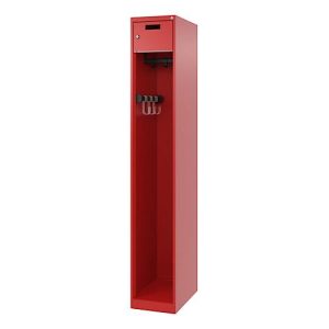 Feuerwehrspind C+P Evolo PRAKTUS, 1 Abteil, mit Sockel, Bodengleiter, B 300 x T 500 x H 1850 mm, RAL 3000 Feuerrot Feuerwehrspind C+P Evolo PRAKTUS, 1 Abteil, mit Sockel, Bodengleiter, B 300 x T 500 x H 1850 mm, RAL 3000 Feuerrot
