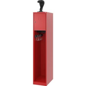 Feuerwehrspind C+P Evolo Youngster, 1 Abteil, mit Helmhalter, Bodengleiter, B 300 x T 500 x H 1530 mm, RAL 3000 Feuerrot Feuerwehrspind C+P Evolo Youngster, 1 Abteil, mit Helmhalter, Bodengleiter, B 300 x T 500 x H 1530 mm, RAL 3000 Feuerrot