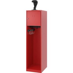 Feuerwehrspind C+P Evolo Youngster, 1 Abteil, mit Helmhalter, Bodengleiter, B 400 x T 500 x H 1530 mm, RAL 3000 Feuerrot Feuerwehrspind C+P Evolo Youngster, 1 Abteil, mit Helmhalter, Bodengleiter, B 400 x T 500 x H 1530 mm, RAL 3000 Feuerrot