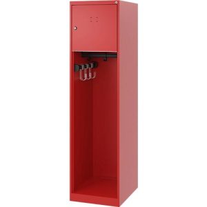 Feuerwehrspind C+P Evolo Youngster, 1 Abteil, ohne Helmhalter, Bodengleiter, B 400 x T 500 x H 1530 mm, RAL 3000 Feuerrot