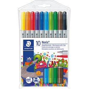 Filzstift Staedtler Noris® 320, Strichstärke 1-3 mm, eindrucksichere Doppelspitze, Kappe mit Luftkanal, farbsortiert, 10 Stück Filzstift Staedtler Noris® 320, Strichstärke 1-3 mm, eindrucksichere Doppelspitze, Kappe mit Luftkanal, farbsortiert, 10 Stück