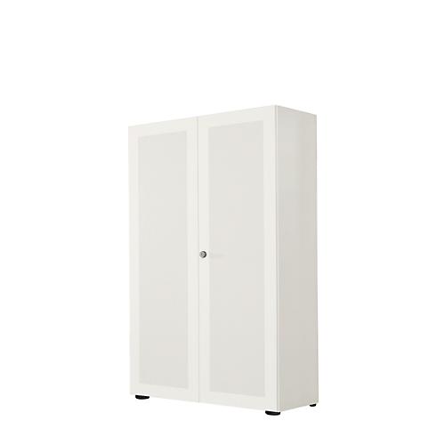 Flügeltürenschrank, 2-türig, Akustikfront, 800 x 1930 mm, 5 OH, weiß