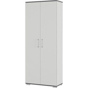 Flügeltürenschrank Profi 2.0, aus Holz, 5 Fächer in OH, B 800 x T 400 x H 2000 mm, lichtgrau/graphit Flügeltürenschrank Profi 2.0, aus Holz, 5 Fächer in OH, B 800 x T 400 x H 2000 mm, lichtgrau/graphit