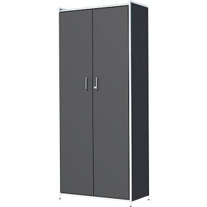 Flügeltürenschrank Toledo, mit Sichtrückwand, abschließbar, 5 OH, B 800 x T 380 x H 1850 mm, anthrazit