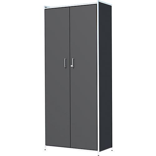 Flügeltürenschrank Toledo, mit Sichtrückwand, abschließbar, 5 OH, B 800 x T 380 x H 1850 mm, anthrazit