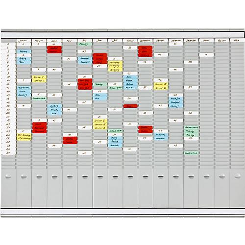 FRANKEN T-Kartentafel Jahresplaner für 15 Monate plus Index, 100,8 x 78.3 cm, 16 Träger, 35 Schlitze, PV1015