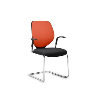 Freischwinger GIROFLEX 353, Polsterrücken, Präzisionsstahlrohr stapelbar, m. Armlehnen, orange/schwarz Freischwinger GIROFLEX 353, Polsterrücken, Präzisionsstahlrohr stapelbar, m. Armlehnen, orange/schwarz