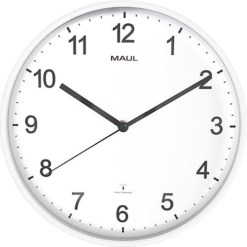Funk Wanduhr Maul MAULsprint, rund, für Innenräume, arabische Zahlen, Minuten & Stundeneinheiten, ∅ 305 mm, Kunststoff & Mineralglas, weiß-weiß-schwarz, inkl. Batterie